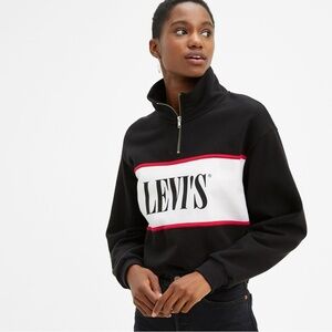Levi's Black Quarter Zip Sweatshirt in Size Small